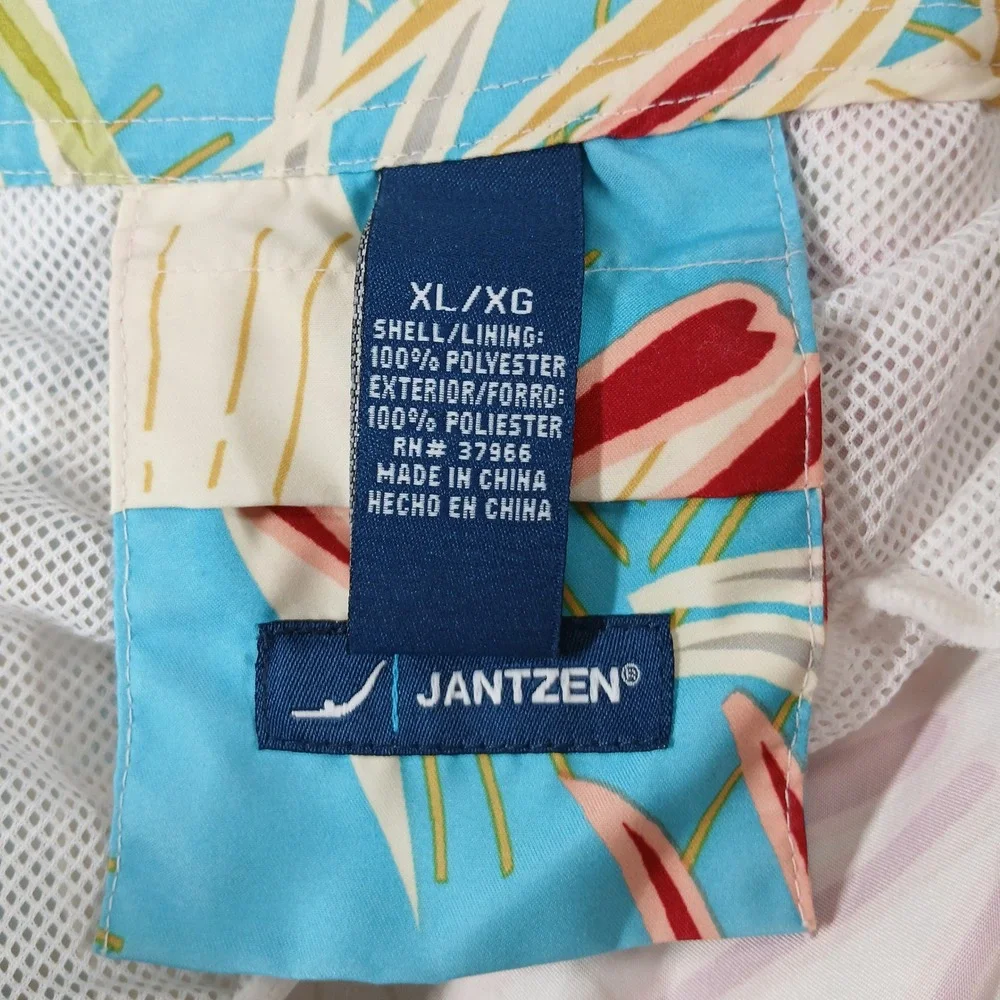Jantzen Men's Tropical Floral Swim Trunk Board Shorts Size XL Blue Multicolor